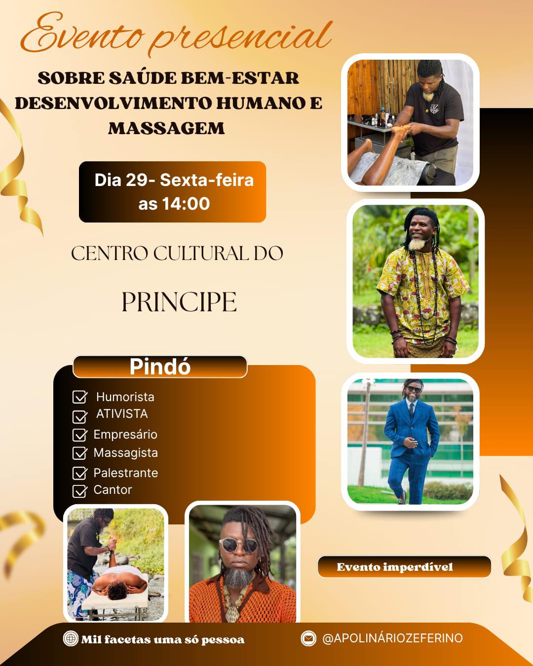 Evento presencial sobre saúde bem-estar, desenvolvimento humano e massagem