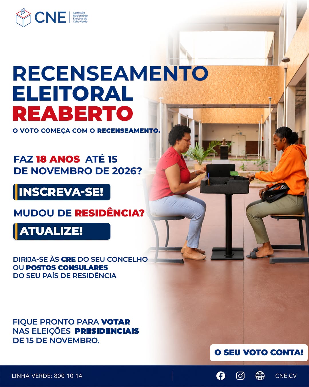 Recenseamento Eleitoral Reaberto | Eleições Presidenciais Cabo Verde 2026