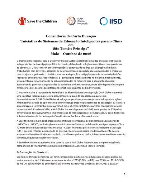 Oportunidade de consultoria: Iniciativa de Sistemas de Educação Inteligentes para o Clima