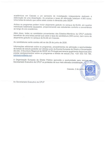 Bolsas de estudo para programas de pós-graduação na ELGS (Portugal)