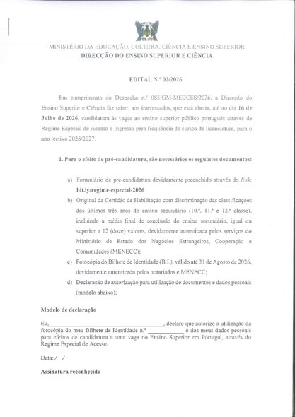 Candidatura às Vagas ao Ensino Superior Público Português 2026/2027