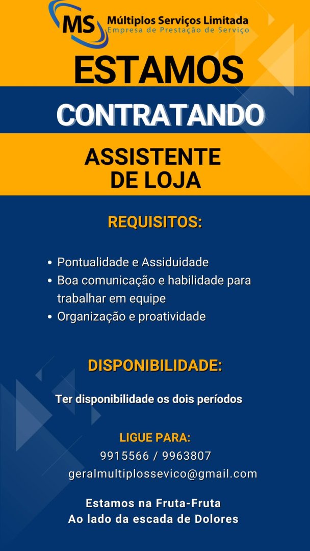 Vaga Para Assistente de Loja