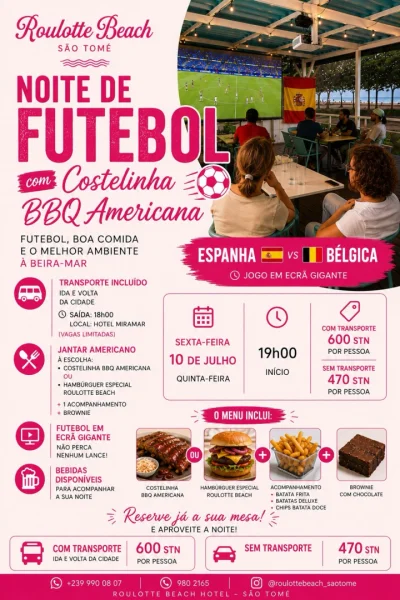 Noite de Futebol com Costelha BBQ Americana na Roulotte Beach