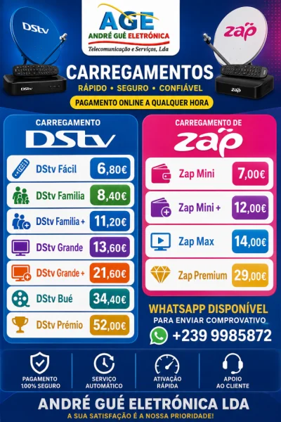 Carregamento da Dstv e Zap
